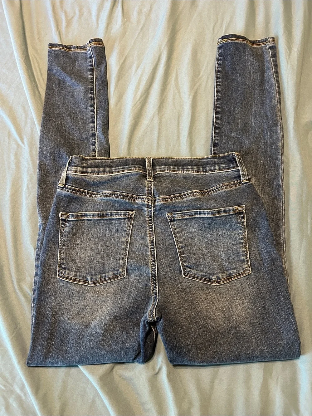 Old Navy girls Button-Fly rockstar Distressed Skinny Jeans - Blue Wash 14